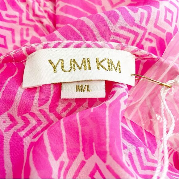 NWT Yumi Kim Maze Cover Up Jeweled Beaded Cinched Kaftan Hot Pink Sheer Size M/L - Picture 12 of 16